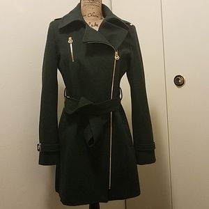 Michael Kors Asymmetrical Belted Coat, Dark Green